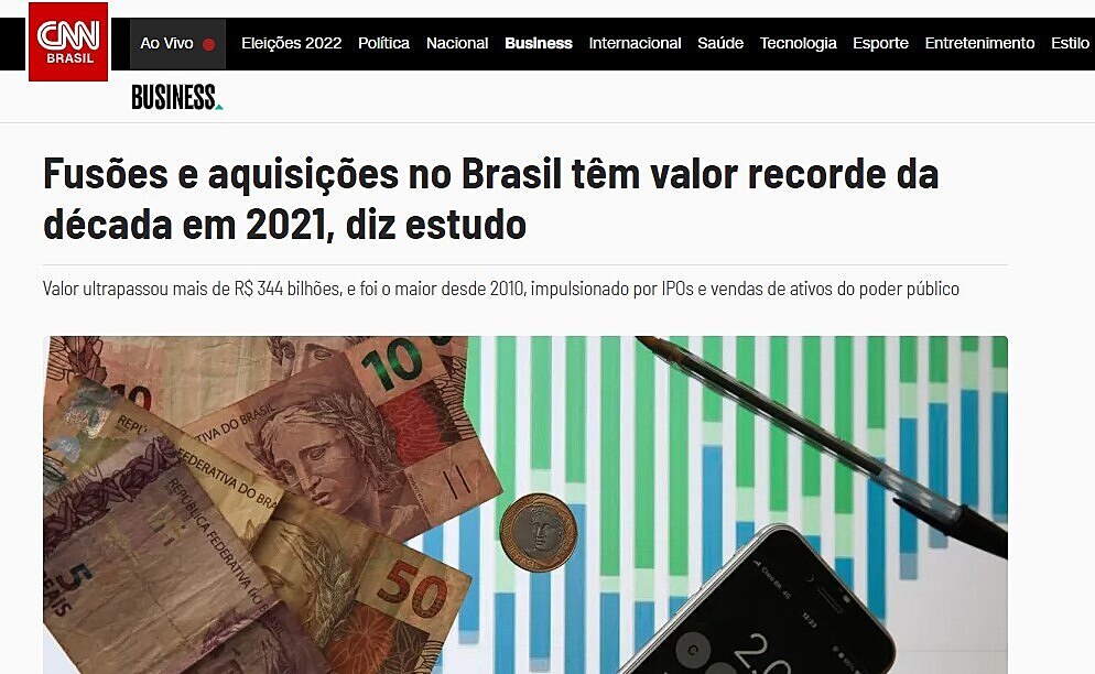 Fuses e aquisies no Brasil tm valor recorde da dcada em 2021, diz estudo